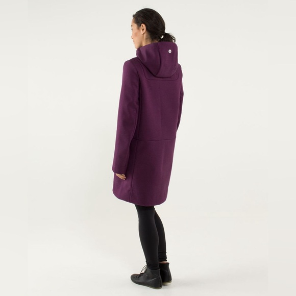 Lululemon City Softshell Tweed Plum Purple Hooded Fleece Lined Coat EUC Size 4 - Picture 2 of 15